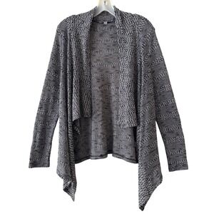 Como Waterfall Cardigan Size PM Black Geometric Striped Open Front Drape Canada